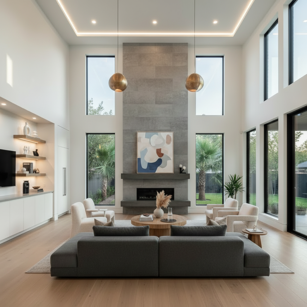 A modern home renovation in Houston showing high-quality interior finishing