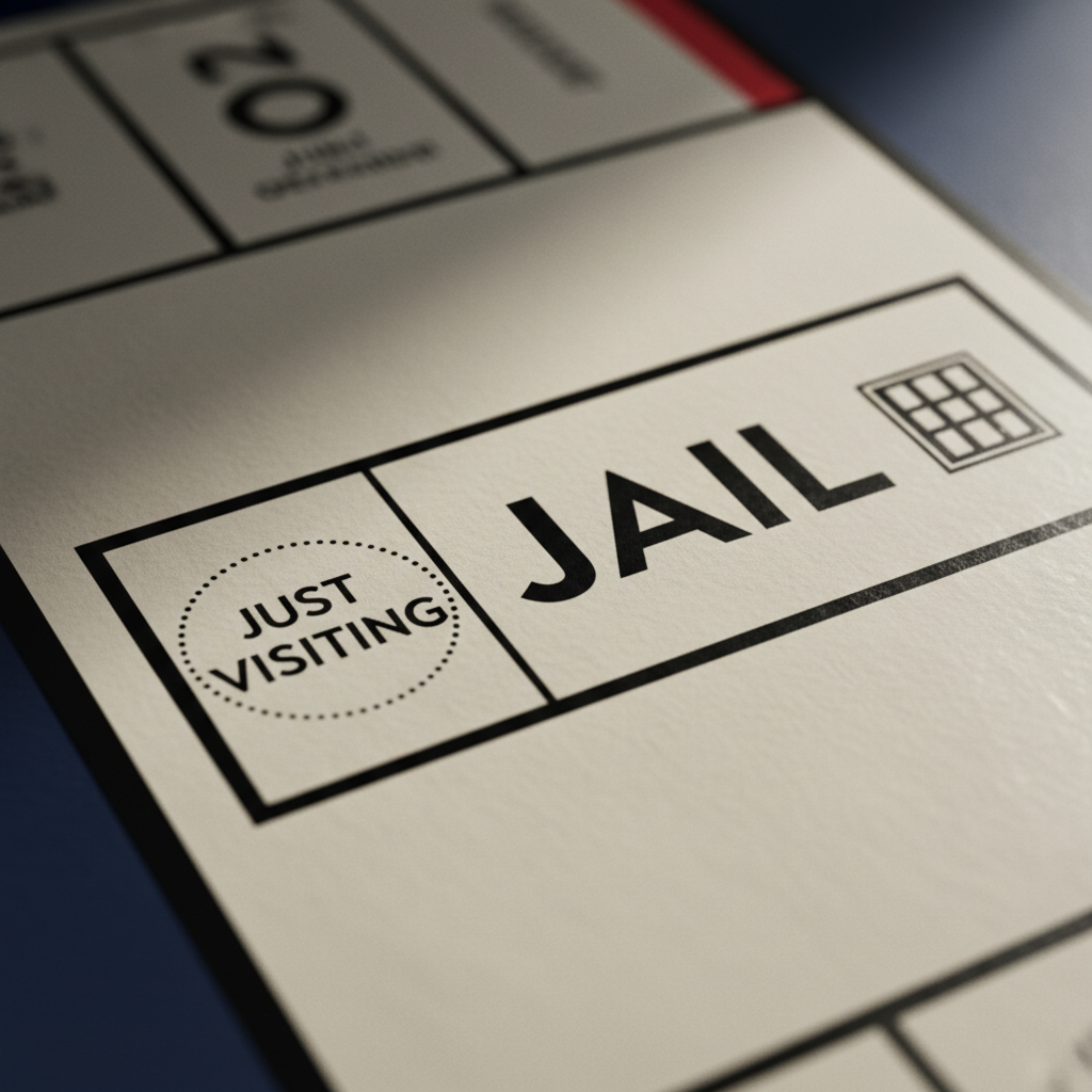 A close-up of the Monopoly Jail space with the 