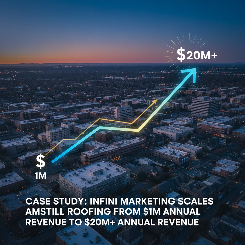 Hero image for Case Study: INFINI Marketing Scales Amstill Roofing from $1M annual revenue to $20M+ Annual Revenue